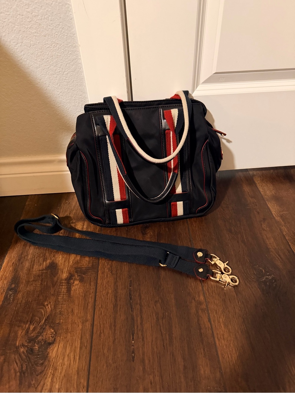 MZ Wallace Mini Jillian Black Bag with Red & White Stripe — Super Rare!